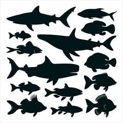 Fototapeta premium set of fish silhouettes