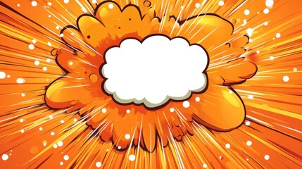 Orange Comic Book Explosion with Speech Bubble