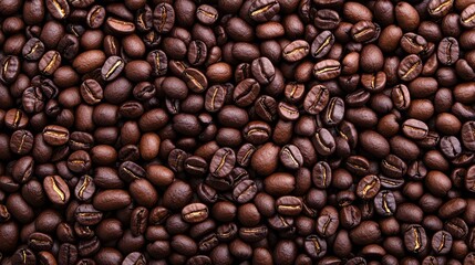 Fototapeta premium Close-up of roasted coffee beans in rich textures