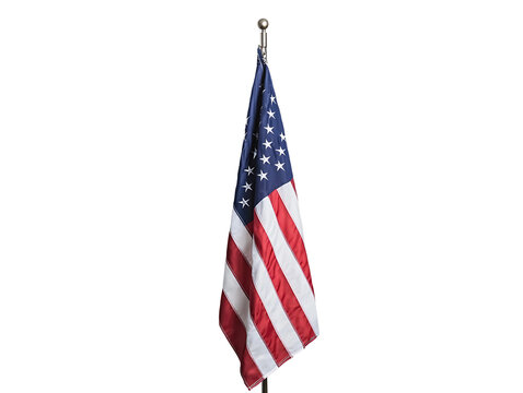 Vertical American Flag  On Isolated White Background