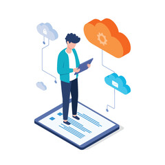 Cloud computing and data storage concept. vector illustrator