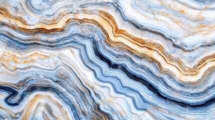 Fototapeta premium Striking Blue and Gold Swirled Onyx Natural Stone Texture Background