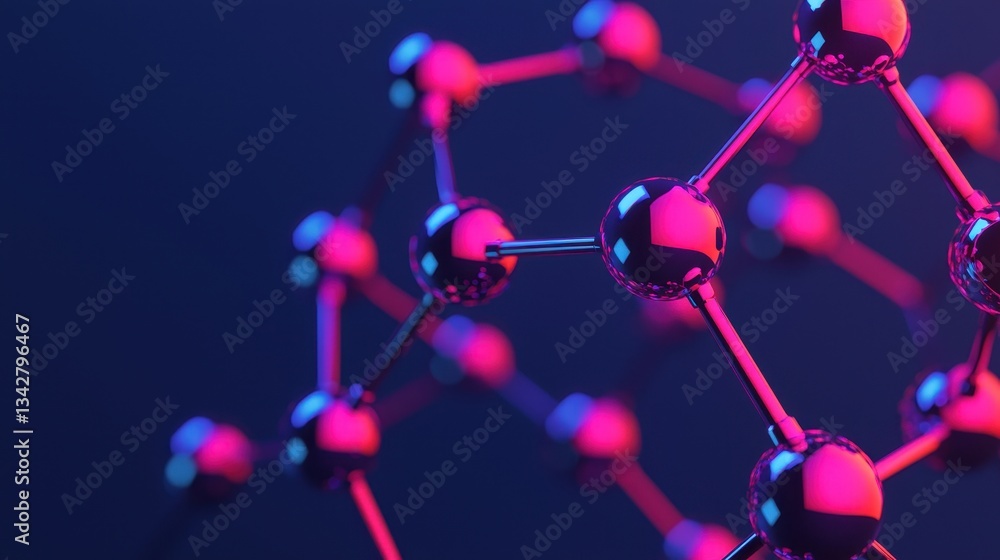 Poster abstract molecular structure with vibrant colorful lights display