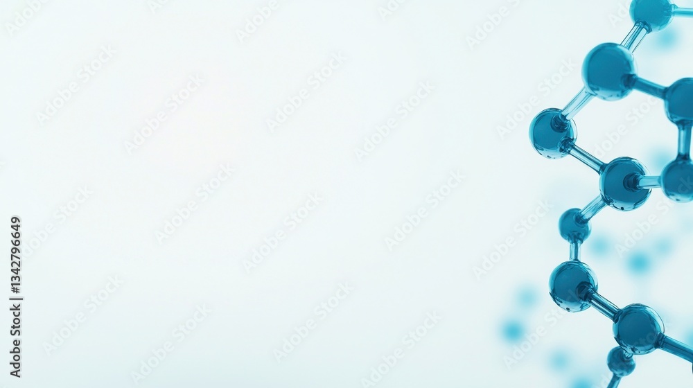 Poster blue abstract molecular structure on light background for science theme