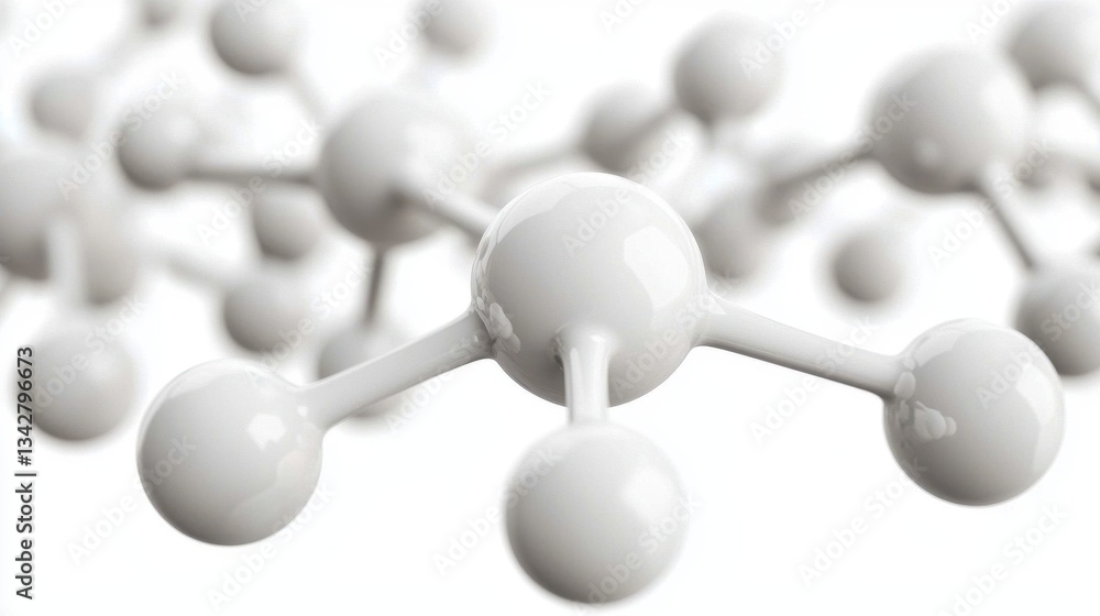 Poster abstract molecular structure in white with depth of field effects