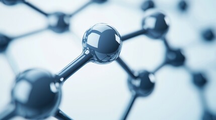 Close-Up View of Molecular Structure with Reflective Spheres and Bonds