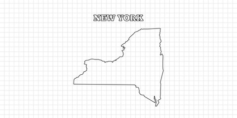 New york map travel with outline simple drawing version Illustration