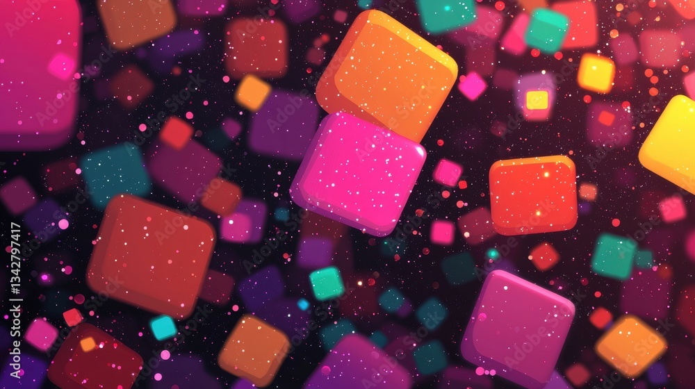 Poster colorful abstract squares in a dynamic digital background scene