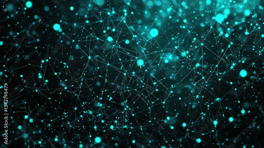 Poster abstract technology background with dots and lines in blue tones