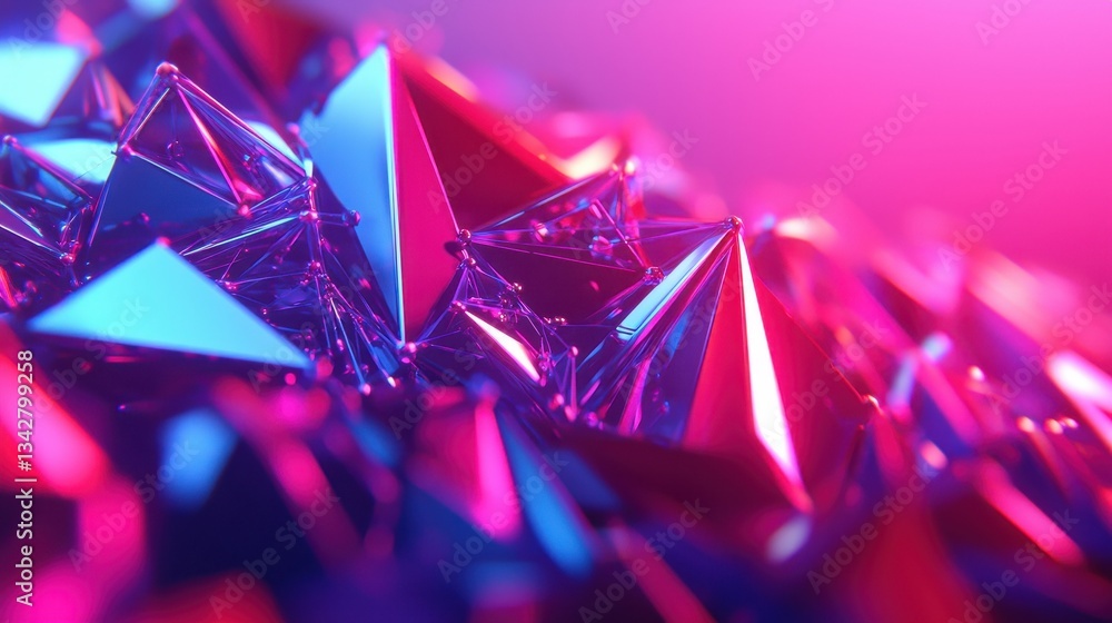 Poster abstract colorful geometry with light reflection and refraction effects