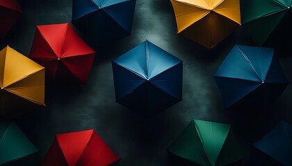 Obraz premium Colorful umbrellas against abstract dark background