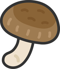 シイタケのアイコン（線画カラー）のイラスト