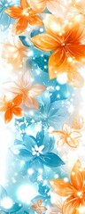 Glowing Floral Background with Orange and Blue Flowers.