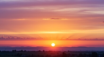 Serene Sunrise Paints Vibrant Sky. AI Generated