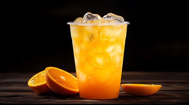 Iced blacke coffee with orange juice drink