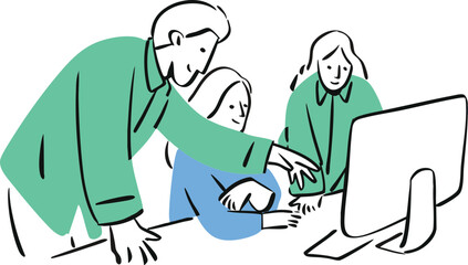 Hand Draw Vector of Office Illustration