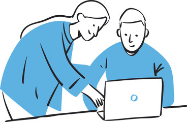 Hand Draw Vector of Office Illustration