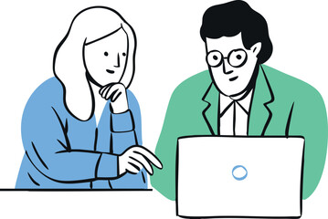 Hand Draw Vector of Office Illustration