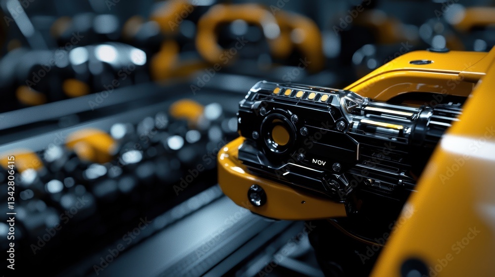 Aufkleber a robotic arm with a sleek design operates in a high-tech manufacturing facility. it demonstrates pr