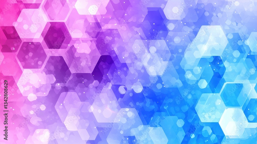 Poster colorful hexagonal pattern background with soft bokeh effects