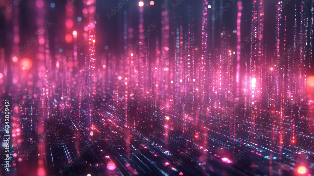 Aufkleber vibrant display of holographic magenta data streams creates mesmerizing visual effect
