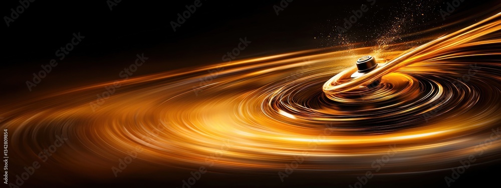 Poster abstract golden swirls with dynamic movement and light effects