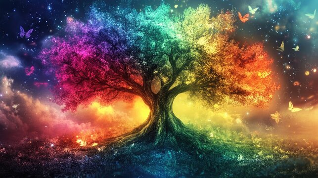 Rainbow Painted Tree Images – Browse 54,450 Stock Photos, Vectors