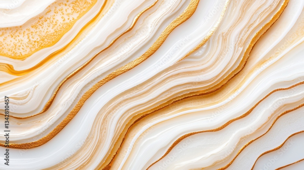 Poster elegant gold and white abstract stone surface with layered patterns