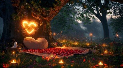 Obraz premium Heart-Shaped Glow in the Forest
