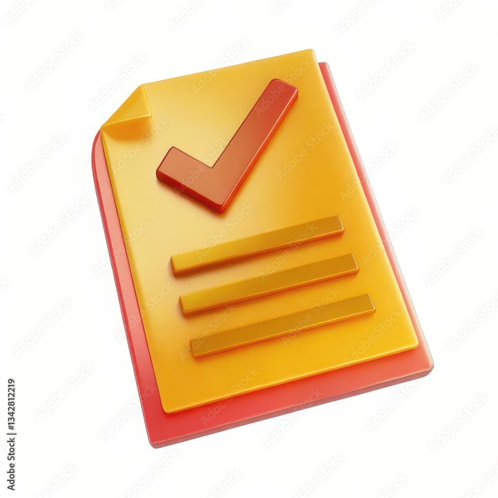 Poster checklist icon with a checkmark on a colorful background.