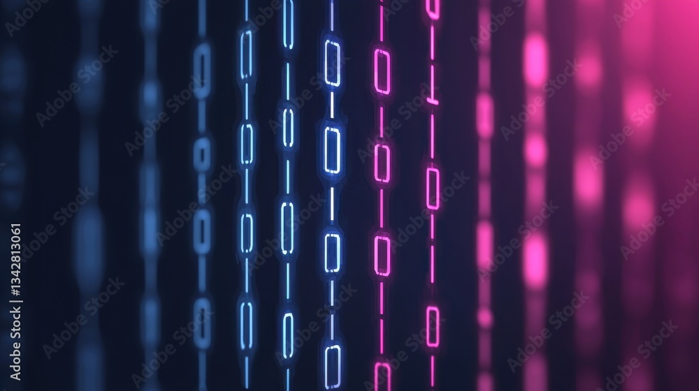 Poster abstract digital lines in blue and pink color scheme background