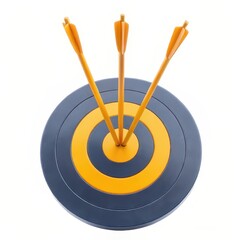 Three arrows hitting a bullseye target in a strategic concept.