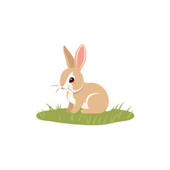 8.epsCute Cartoon Bunny Sitting on Grass – Vector Illustration