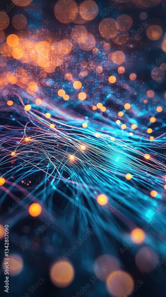 Poster abstract light trails with bokeh background and vibrant colors