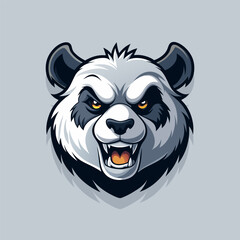 A panda with an angry expression with fangs