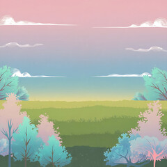 Fototapeta premium summer landscape with clouds