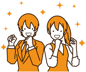 キラキラと輝く若い男女の新入社員たち