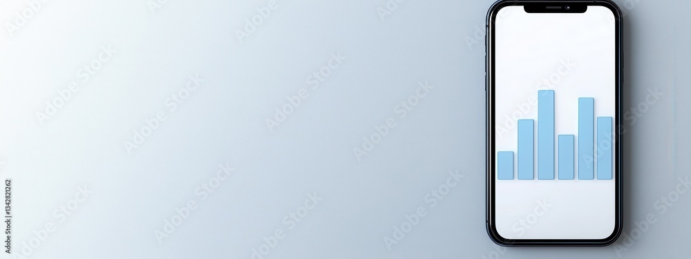 Aufkleber Smartphone Displaying Bar Chart on Light Background for Business Analysis