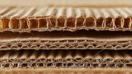 Generative AI, Close-Up of Corrugated Cardboard Cross-Section
