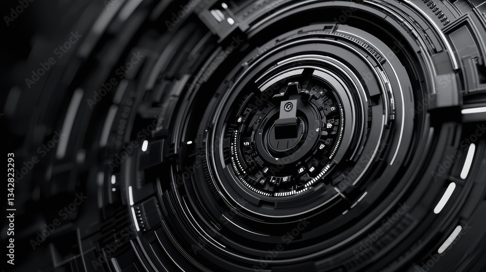 Poster abstract futuristic technology background with intricate circular design