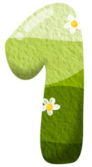 Green gradient of number 0 with flower clip art, number hand drawn