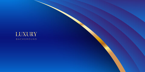 Luxury blue background with golden curves for use as design background.