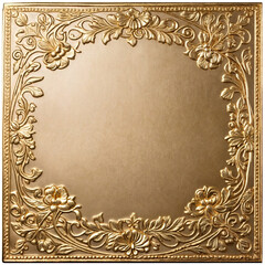 vintage gold frame with floral pattern -Generative AI
