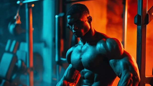 The man at the gym lifted weights with determination, showcasing his dedication to fitness and strength.