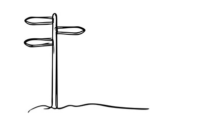 Directional Signpost Outline on a transparent background  