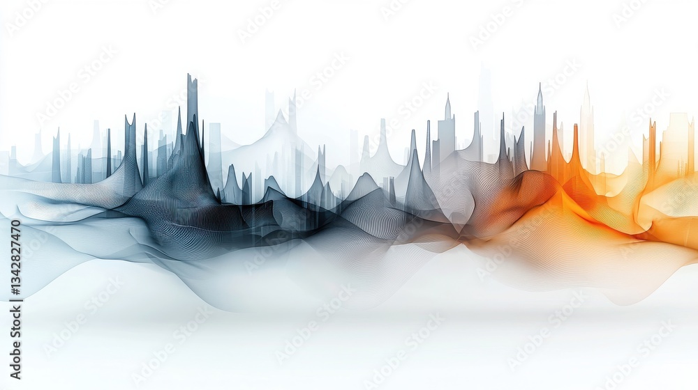 Poster abstract flow of colorful waves in soft gradient background
