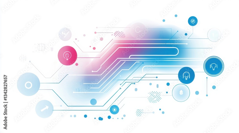 Poster abstract technology background with circuit lines and icons design