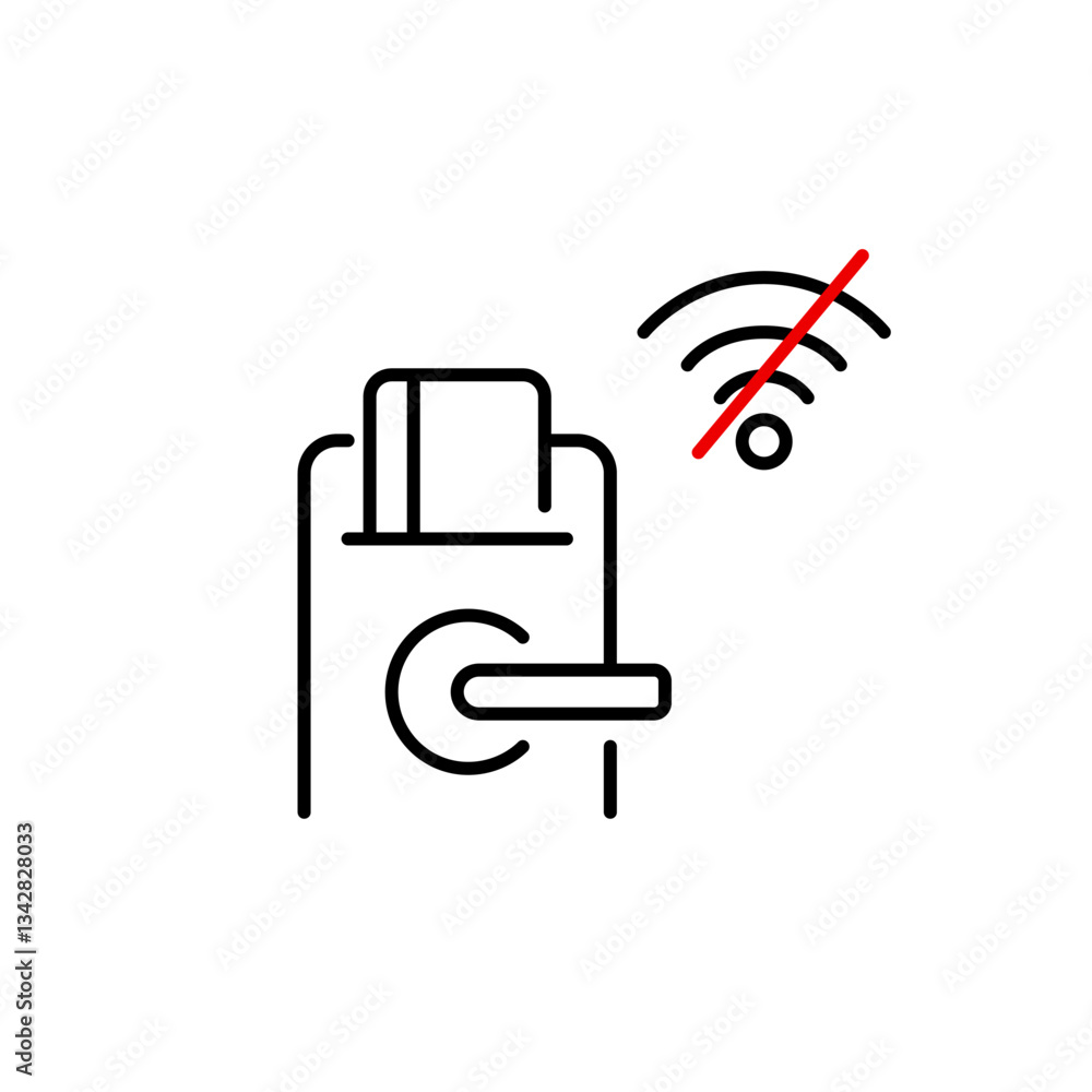 Aufkleber digital lock with key card and no wi-fi symbol. smart connection offline, digital detox no internet 