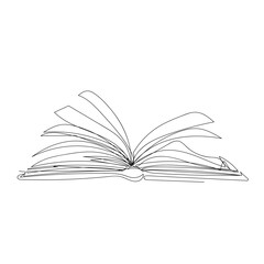 Continuous line drawing doodle  open book icon vector. book icon