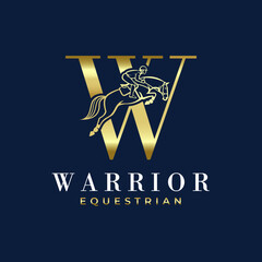 Elegant Luxury Abstract Line Letter  W Monogram Horse Jump Alphabet Logo, Show Jumping Logo, Horse Jump, Typography